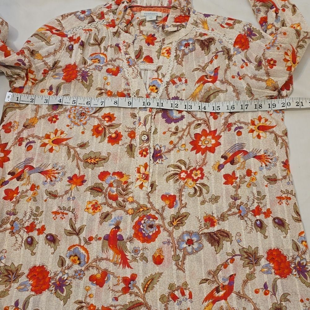 Sundance floral with ruffle/lace details blouse size small - Picture 7 of 10